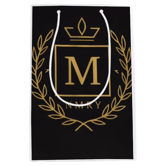 "Royal NMKY Emblem – Monogram M Crest Design" Medium Cadeauzakje (Voorkant)