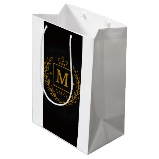 "Royal NMKY Emblem – Monogram M Crest Design" Medium Cadeauzakje (Achterkant Gekanteld)