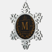 "Royal NMKY Emblem – Monogram M Crest Design" Tin Sneeuwvlok Ornament (Rechts)
