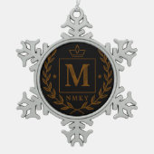 "Royal NMKY Emblem – Monogram M Crest Design" Tin Sneeuwvlok Ornament (Voorkant)
