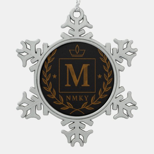 "Royal NMKY Emblem – Monogram M Crest Design" Tin Sneeuwvlok Ornament (Voorkant)