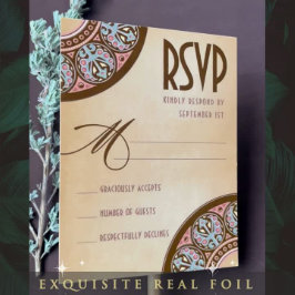 Royal Nouveau Echt Gouden Folie RSVP Folie Uitnodiging Briefkaart