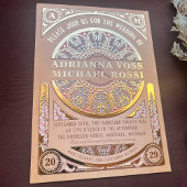 Royal Nouveau: Echte Gouden Folie Bruiloft uitnodi Folie Uitnodiging