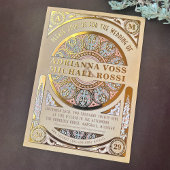 Royal Nouveau: Echte Gouden Folie Bruiloft uitnodi Folie Uitnodiging