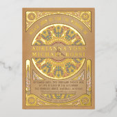 Royal Nouveau: Echte Gouden Folie Bruiloft uitnodi Uitnodiging (Voorkant)