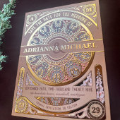 Royal Nouveau Real Gold Foil Save the Date Folie Uitnodiging Briefkaart