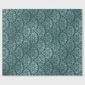 Royal Ornament Damask Blauwgroen Silver Vip Cadeaupapier (Vlak)