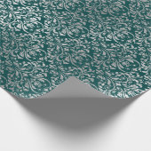 Royal Ornament Damask Blauwgroen Silver Vip Cadeaupapier (Hoek)