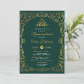 Royal Ornament Emerald Green Fancy Elegant Quince Kaart (Staand voorkant)