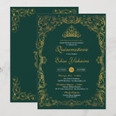 Royal Ornament Emerald Green Fancy Elegant Quince Kaart (Voorkant / Achterkant)