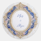 Royal Oval Victoriaans Floral Wedding Sticker (Voorkant)