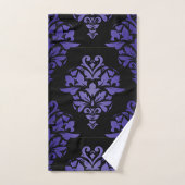 Royal Paars and Black Damask Print Towlet set Bad Handdoek (Handdoek)