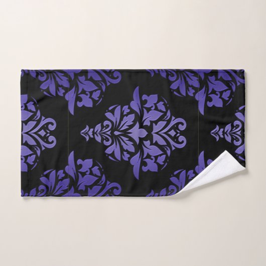 Royal Paars and Black Damask Print Towlet set Bad Handdoek (Handdoek)