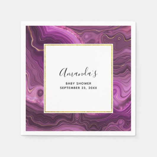 Royal Paars and Gold Agate Abstract Baby shower Servet (Voorkant)