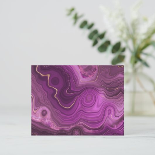 Royal Paars and Gold Agate Abstract Briefkaart (Staand voorkant)