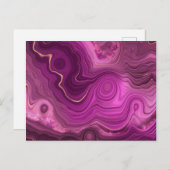 Royal Paars and Gold Agate Abstract Briefkaart (Voorkant / Achterkant)