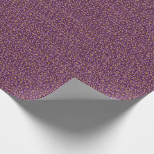 Royal Paars and Gold Filigree Pattern  Cadeaupapier (Hoek)