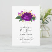 Royal Paars and Gold Floral drive by Shower Kaart (Staand voorkant)