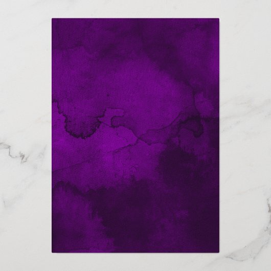 Royal Paars and Gold Floral Wedding Folie Uitnodiging (Achterkant)