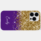 Royal Paars and Gold Glitter Glam Case-Mate iPhone Case (Achterkant (horizontaal))