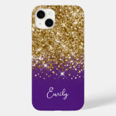 Royal Paars and Gold Glitter Glam Case-Mate iPhone Case (Achterkant)