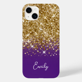 Royal Paars and Gold Glitter Glam Case-Mate iPhone 14 Plus Hoesje