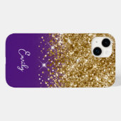 Royal Paars and Gold Glitter Glam Case-Mate iPhone Case (Achterkant (horizontaal))