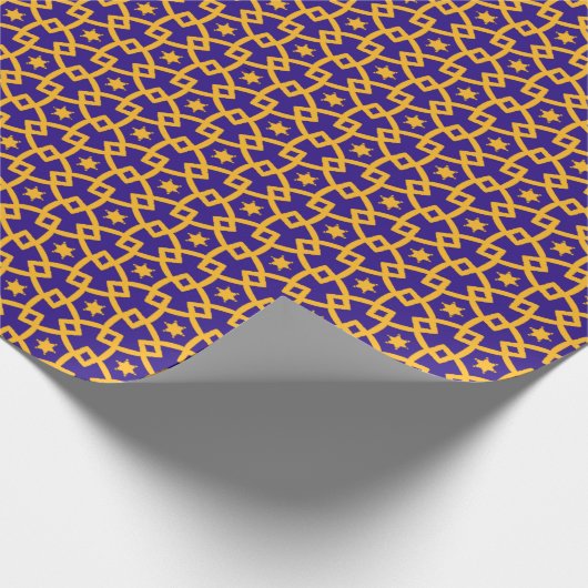 Royal Paars and Gold Link Pattern Cadeaupapier (Hoek)