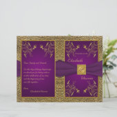 Royal Paars and Gold Medallion Wedding Programme (Staand voorkant)