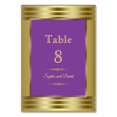 Royal Paars and Gold Wedding Table Number Kaart (Achterkant)