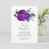 Royal Paars and Silver Floral Drive by Shower Kaart (Staand voorkant)