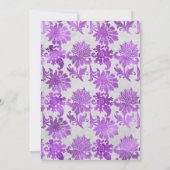 Royal Paars and Silver Floral Wedding Kaart (Achterkant)