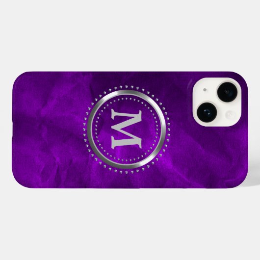 Royal Paars Chrome Monogram Case-Mate iPhone Case (Achterkant (horizontaal))