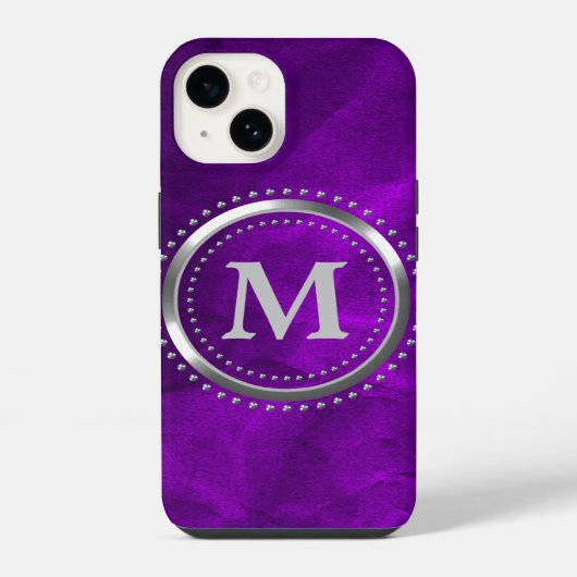 Royal Paars Chrome Monogram iPhone Hoesje (Achterkant)