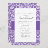 Royal Paars Damask Bridal Shower Kaart (Voorkant / Achterkant)