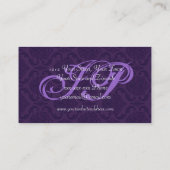 Royal Paars Damask Monogram Visitekaartje (Achterkant)