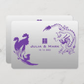 ©Royal Paars Dragon-Phoenix Chinese Wedding Kaart (Voorkant / Achterkant)