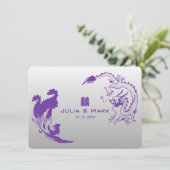 ©Royal Paars Dragon-Phoenix Chinese Wedding Kaart (Staand voorkant)