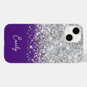 Royal Paars en Silver Glitter Glam Case-Mate iPhone Case (Achterkant (horizontaal))