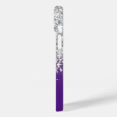 Royal Paars en Silver Glitter Glam Case-Mate iPhone Case (Achterkant / Links)