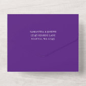 Royal Paars en Silver Ombre Glitter Wedding All In One Uitnodiging (Achterkant)