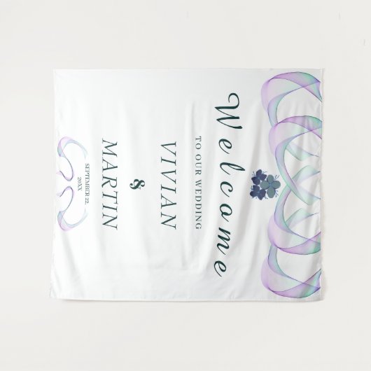 Royal Paars Faith Mini Floral Wedding Backdrop Wandkleed (Voorkant (horizontaal))