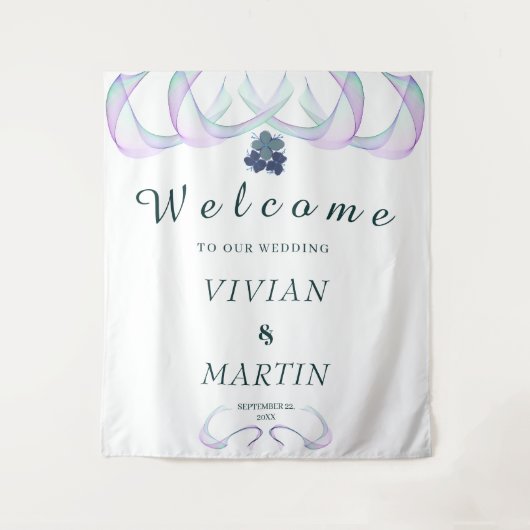 Royal Paars Faith Mini Floral Wedding Backdrop Wandkleed (Voorkant)