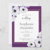 Royal Paars Floral Gold Lijst Wedding Kaart (Voorkant)