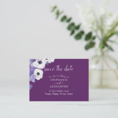 Royal Paars Floral Save the Date Informatiekaartje (Staand voorkant)