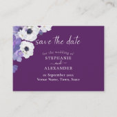 Royal Paars Floral Save the Date Informatiekaartje (Voorkant)