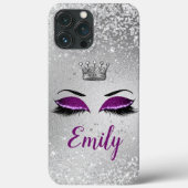 Royal Paars Glitter Eyes Monogram Case-Mate iPhone Case (Achterkant)
