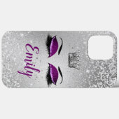 Royal Paars Glitter Eyes Monogram Case-Mate iPhone Case (Achterkant (horizontaal))