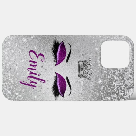 Royal Paars Glitter Eyes Monogram Case-Mate iPhone Case (Achterkant (horizontaal))