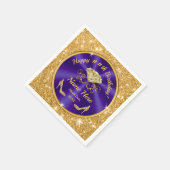 Royal Paars, Gold, Birthday Napkins gepersonalisee Servet (Hoek)